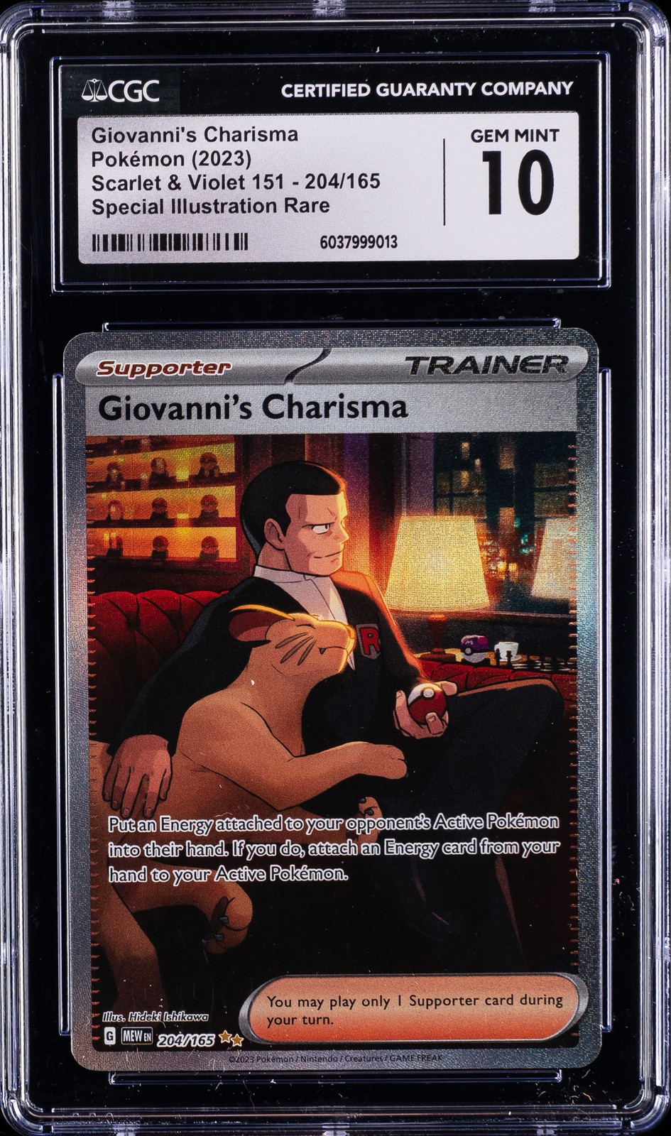 2023 POKEMON SCARLET & VIOLET 151 #204/165 GIOVANNI'S CHARISMA CGC 10 GEM MINT