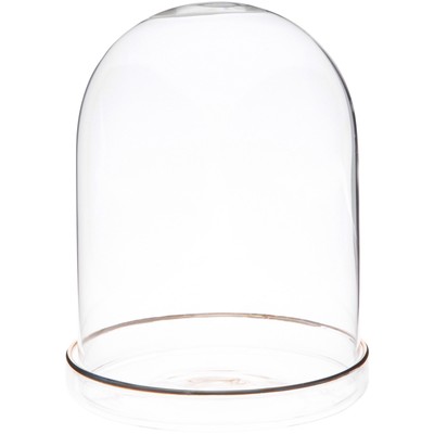 Plymor 4'' x 5.5'' Glass Display Dome Cloche (Gold Rim Glass Tray Base)