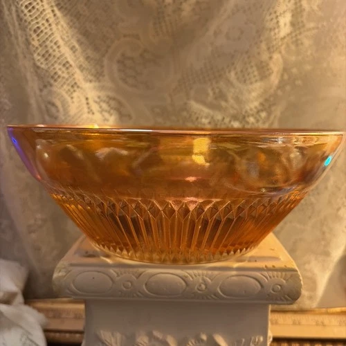 Jeannette Anniversary Marigold Carnival Iridescent Glass Salad Bowl 8 7/8"