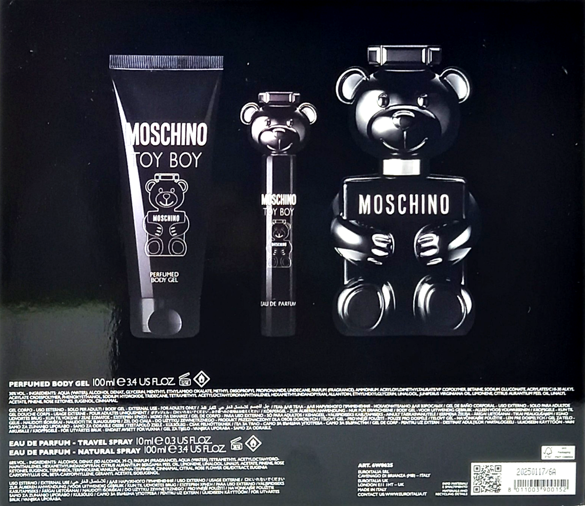 MOSCHINO TOY BOY MEN PCS SET Oz EDP SPRAY, BODY GEL, EDP PEN