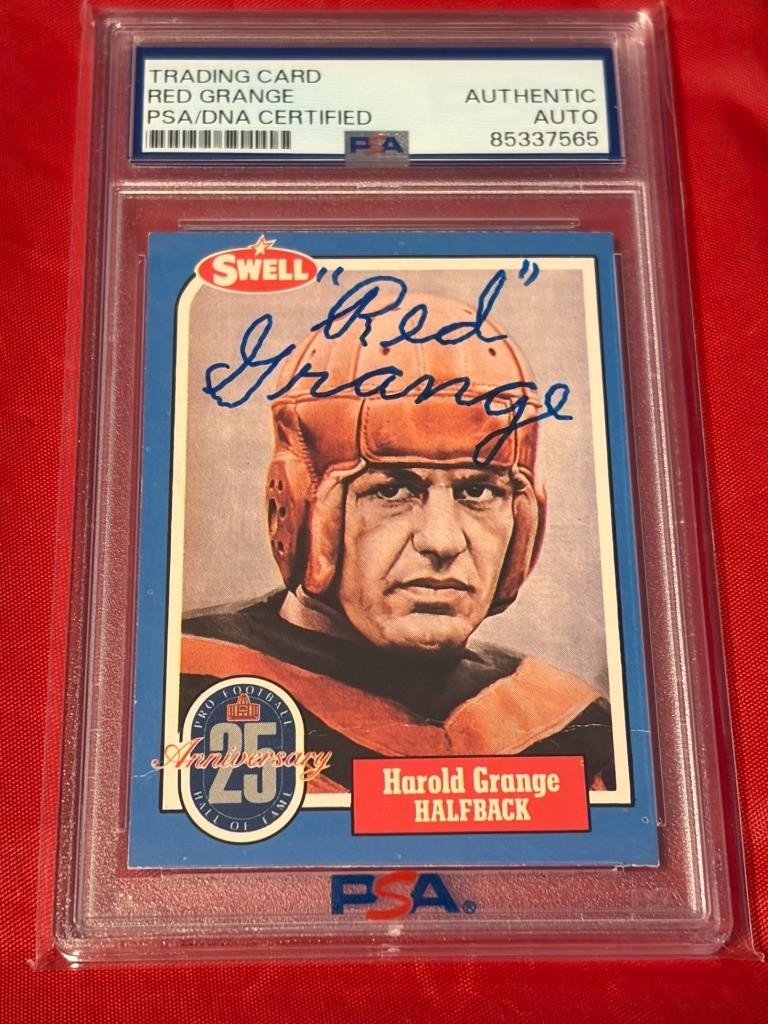 RED GRANGE BEARS 1988 SWELL HOF SIGNED AUTO PSA AUTHENTIC