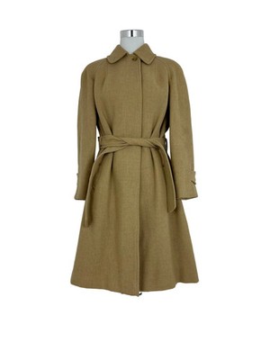 Vintage Burberry Wool Coat Beige Size 10 S Women Mantel Burberrys Trenchcoat