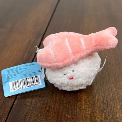 Daiso Japan Shrimp Ebi Sushi Plush Keychain Kawaii Cute Food Charm Nigiri NWT