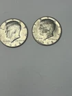 Pair Of 1968 D Mint Mark Kennedy Half Dollars . 40 Percent Silver .  2 Coin Lot