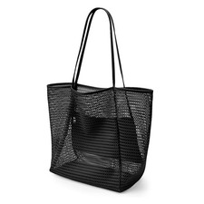 Mesh Beach Bag, 23L Large Foldable Sandproof Beach Tote Bag, Breathable Swim ...