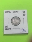 1936  Canadian George V .8 Silver 10 cent Dime.  Trending At $10