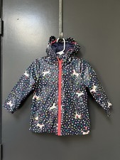 Joules Girls Jacket Raincoat Unicorns Stars Navy Blue Size 2Y