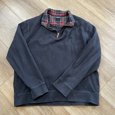 Lands End Pullover Quarter Zip Blue Sweatshirt Men's Size XL/T 100 Cotton