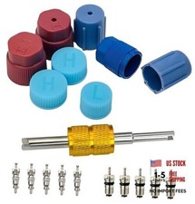 Air Conditioning Valve Core Kit,Cap  Valve Air 19Pcs AC Valve Core Kit
