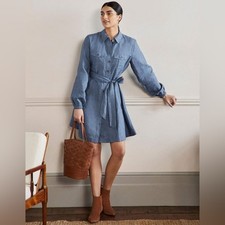 Boden | Fit And Flare Mini Shirt Dress | Chambray | NWT | Women's Size 14