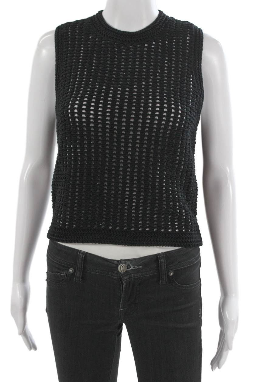 Frame Womens Bohemian Sleeveless Crewneck Tank Black Cotton Size SFree Shipping in US $100+ Orders | $6.95 Orders Below