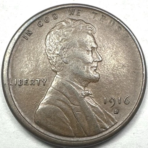 1916-S LINCOLN WHEAT CENT PENNY XF/AU FULL WHEAT LINES CIRCULATED ORIGINAL!