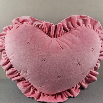 Threshold Target Oversized Pink Heart Velvet Pillow With Faux Shearling (Sh3)