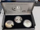 2006 3 PC American Silver Eagle 20th Anniversary 3 Coin Set Box/COA