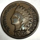 1900 Indian Head Cent Penny Fine Condition 1c One Cent US Coin Free Ship - 3556