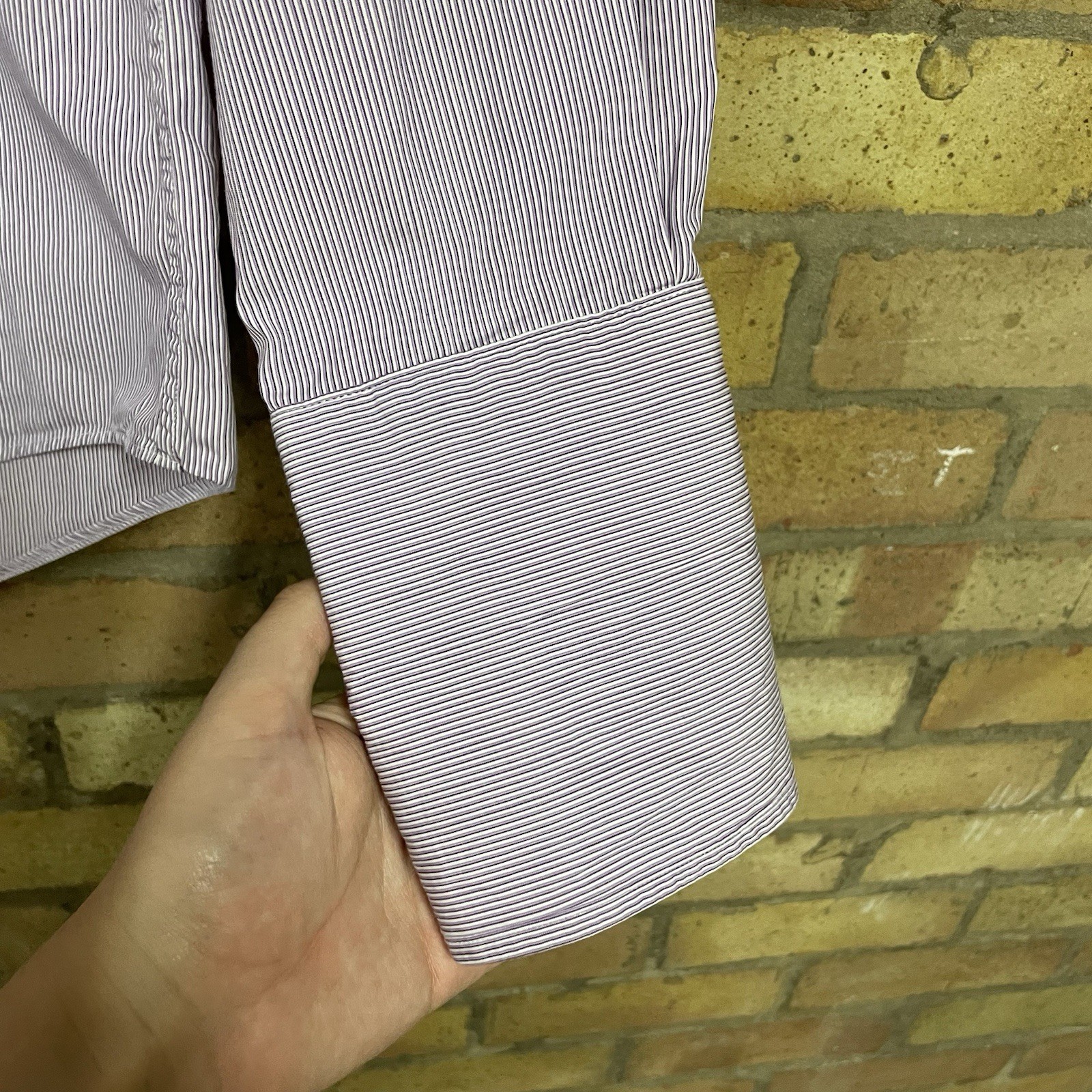 FILA Camicia Gieves Hawkes n.1 Savile Row viola bianca a righe manica lunga 16 pollici