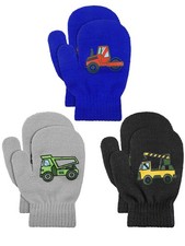 Geyoga 3 Pairs Kids Mittens Stretchy Knit 4-7 years old, Classic Colors