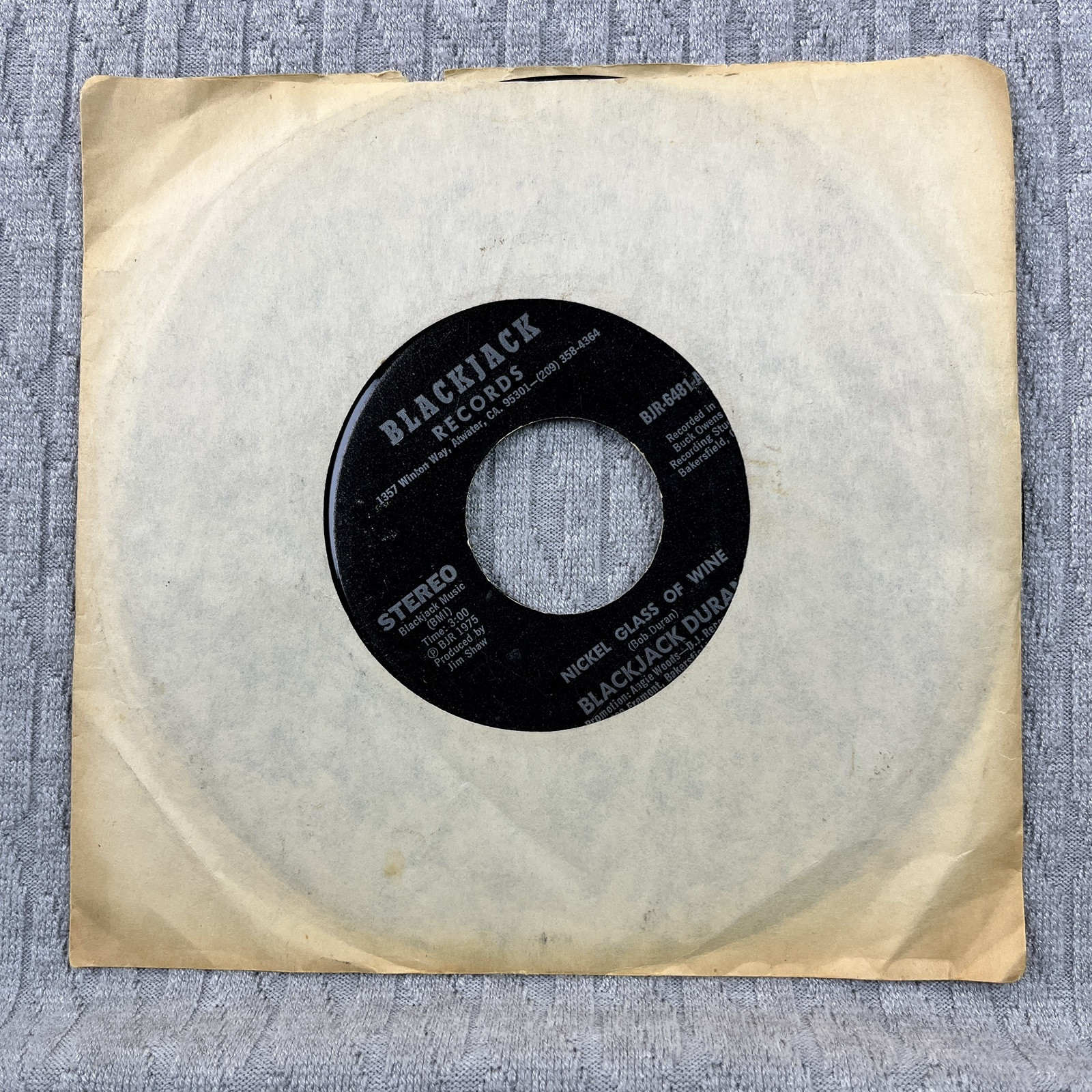 Vintage 45 RPM record blackjack Bob Duran country western rhythm, blues rock