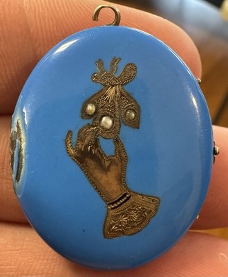 Antique 10k Enamel Locket 1.4'' X 1.1'' Pendant 
