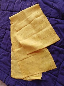 VINTAGE EXTRA LONG (100" X 18") YELLOW LINEN TABLE RUNNER SUNSHINE YELLOW!