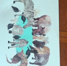 Watercolor Animal Painting on Canvas – Zebra, Guinea Fowl, Hippo, Buffalo