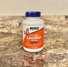 NOW Brand Non-GMO Lecithin 1200 mg Phosphatidyl Choline 100 softgels EXP 04/2028