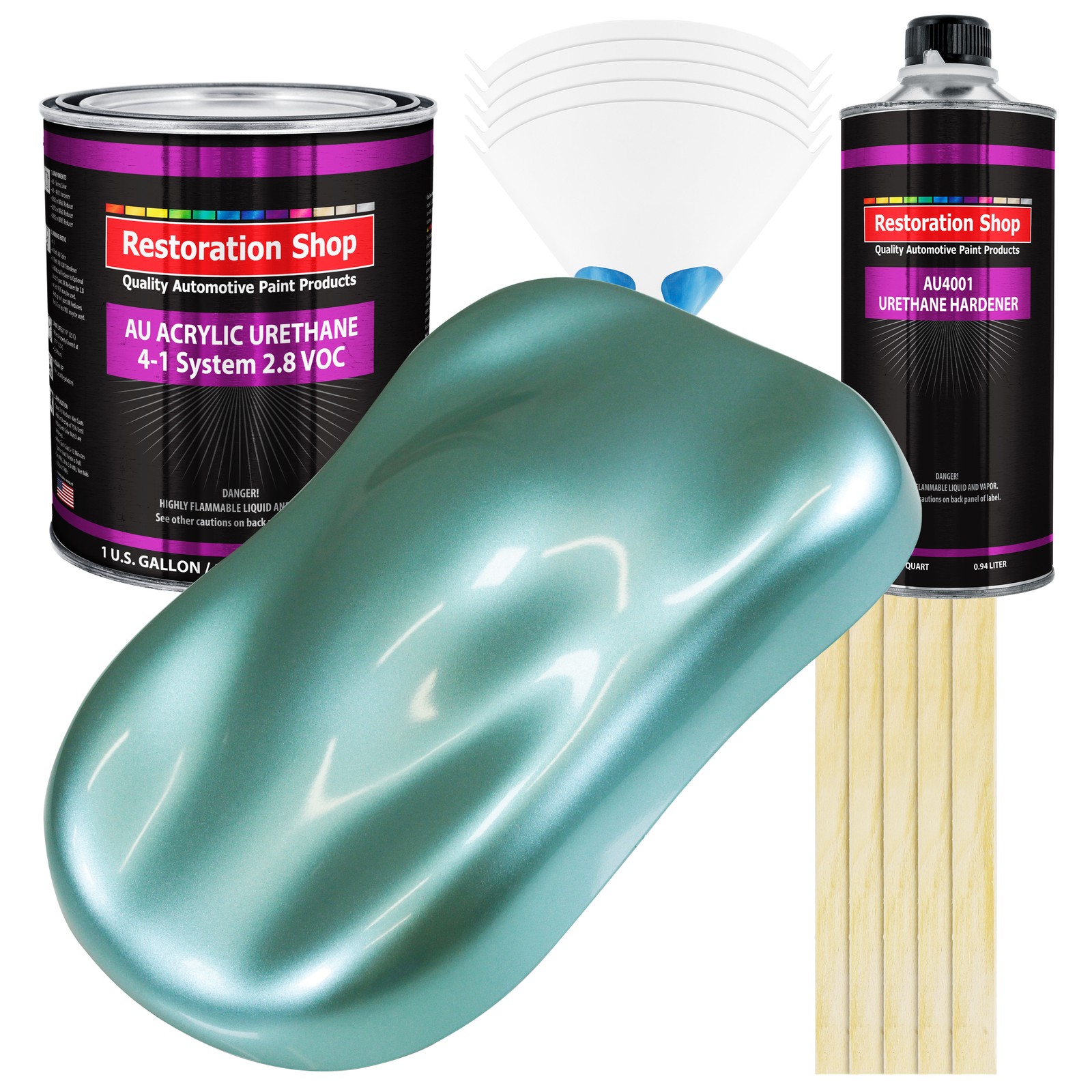 Restoration Shop Silver Aqua Metallic Acrylic Urethane Auto Paint Gallon Kit