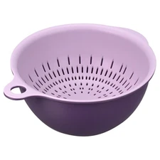 Strainer Colander Bowl Set Small Double Layer Drain Basin and Basket Purple