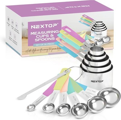 Nex 14-Piece Stainl Steel Measuring Cups and Measuring Spoons Set