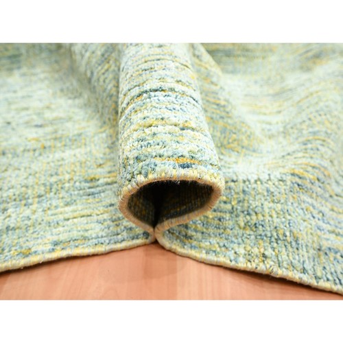 11'9"x15'4" Green with Gold Roman Key Design Wool & Silk Hand Knotted Rug R75643 - Picture 5 of 11