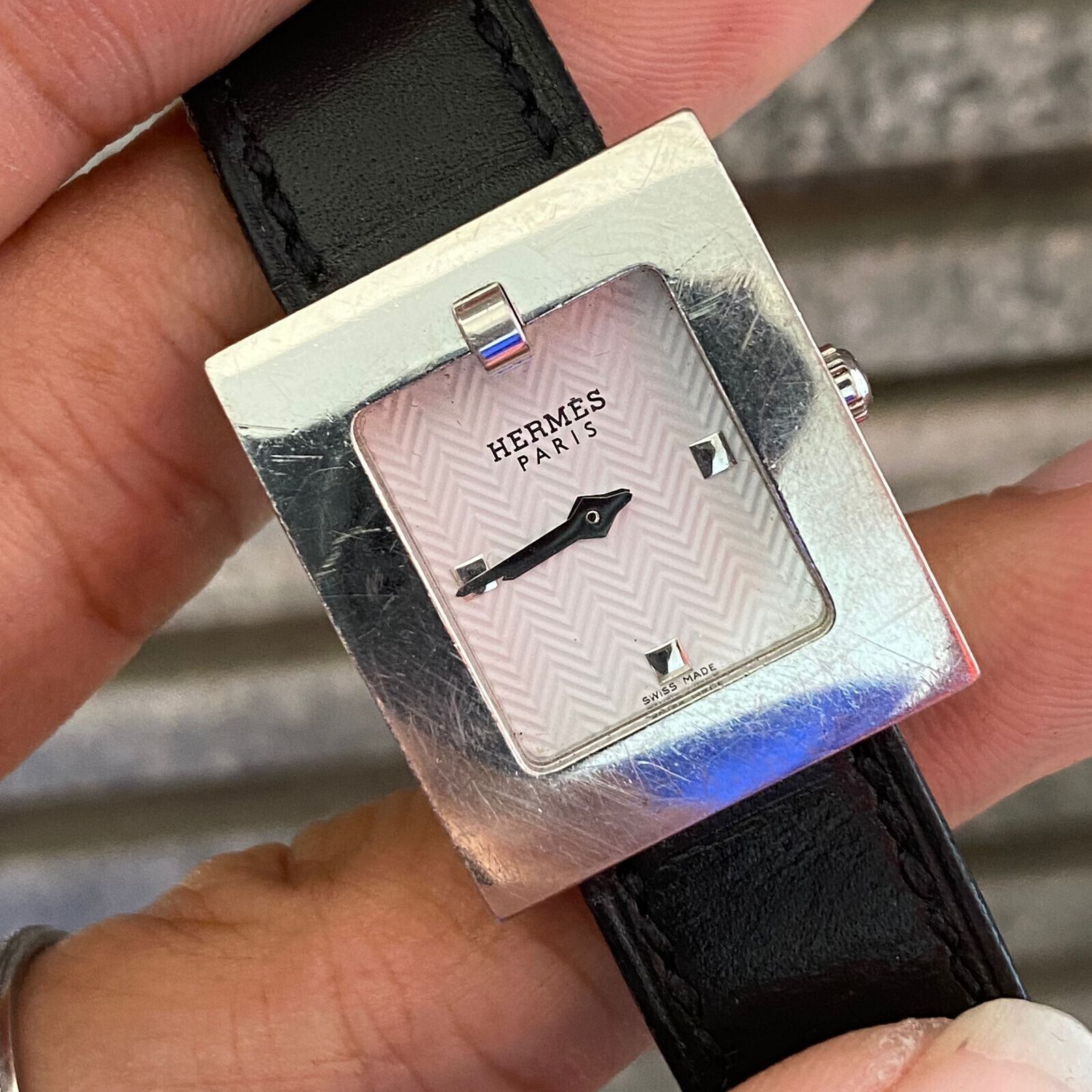 Rare Hermes Paris BE1.210 White Dial Quartz Ladies Watch