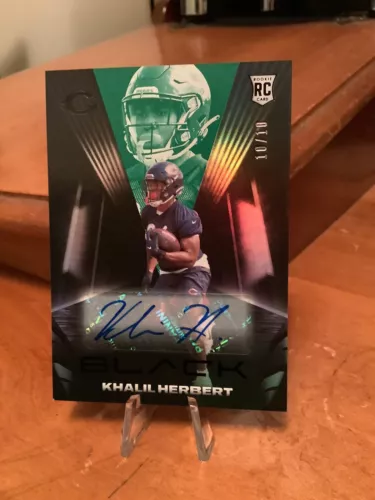 KHALIL HERBERT PANINI BLACK GREEN PARALLEL ROOKIE AUTO RARE SP 10/10 RC BEARS!!!