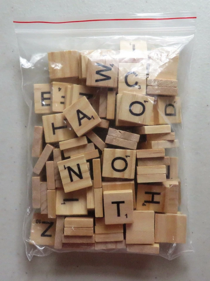 100 Wooden Letters Tiles Complete Set Compatible w/Scrabble Scrapbooking Crafts - Image 3 of 3