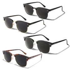 ShadyVEU Classic Retro Fashion Semi Rimless Super Dark Mens Womens Sunglasses