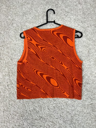 Cider Crop Top Womens XL Orange Swirl Stretch Sleeveless Retro Hippie 70s - Picture 5 of 6