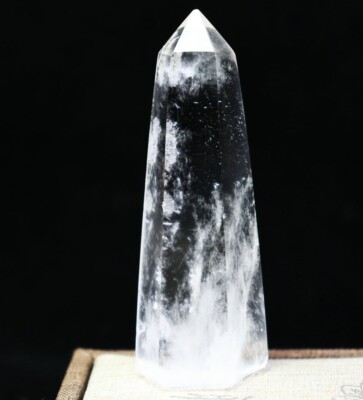 Natural Polished White Clear Quartz Crystal Stone Obelisk Wand