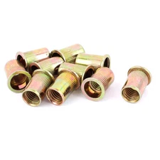 12mm Thread Dia 22mm Long Metal Rivet Nut Insert Nutsert Gold Tone 10Pcs