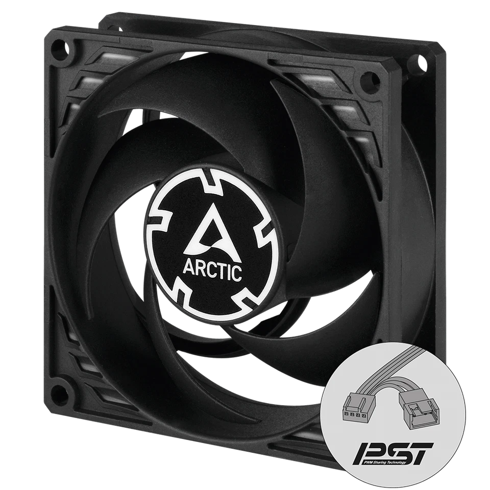 2 x Pack ARCTIC P8 PWM PST 80mm 8cm Black PC Case Fans 3000RPM 23CFM 12v 4-Pin - Image 2 of 4