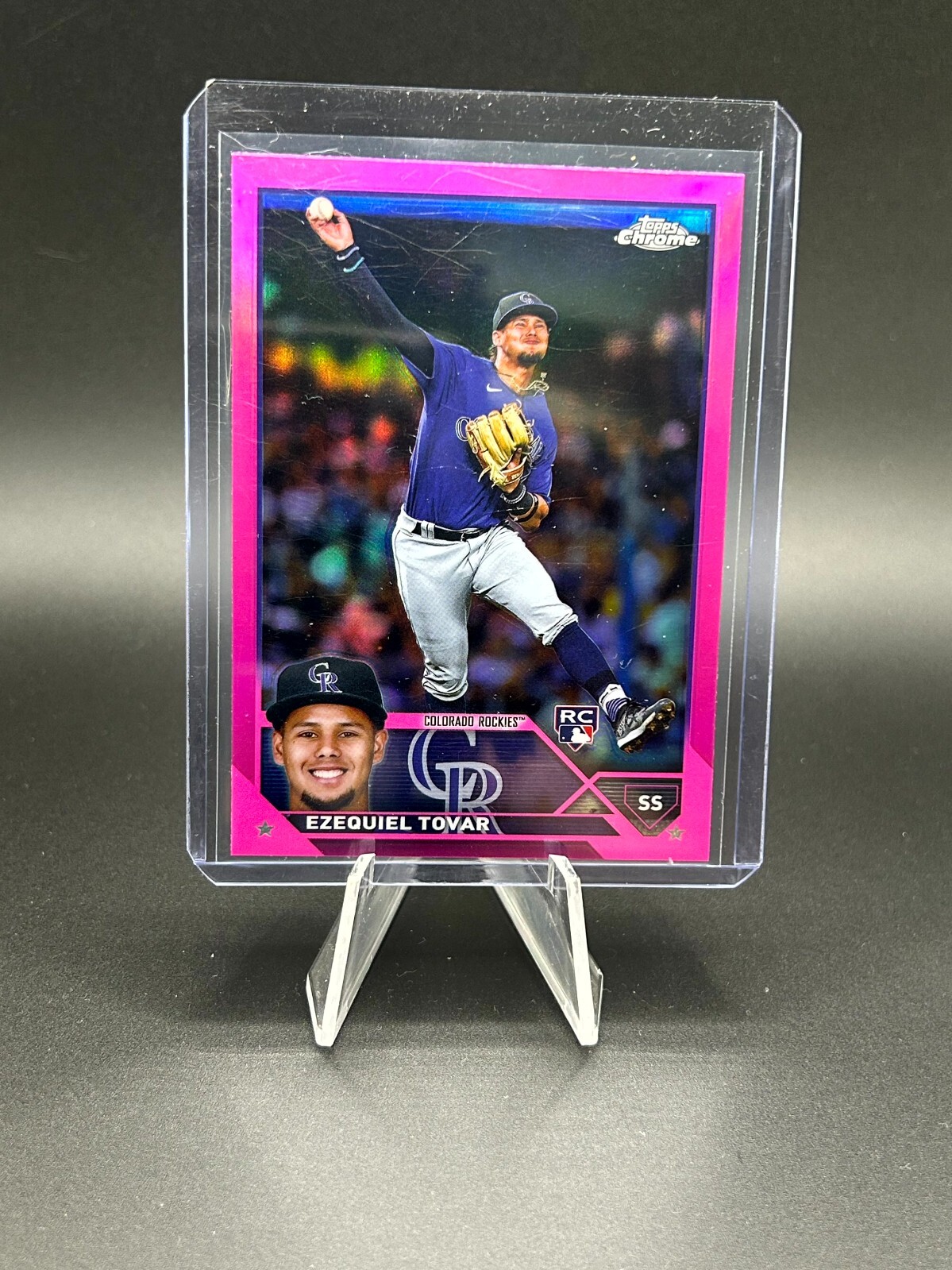 Ezequiel Tovar 2023 Topps Chrome #106 Pink Refractor RC Colorado Rockies