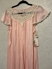 NWT Vintage Shadowline Pink Satin Nightgown - Made In The USA Size S