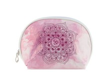 Mandala Lotus Print Vinyl Makeup Cosmetic Bag Accessory With Wrist Band