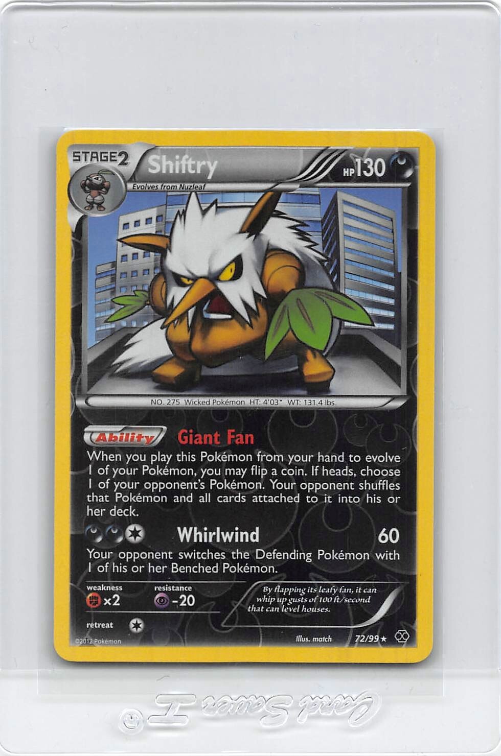Shiftry 72/99 - Next Destinies - Rare REVERSE HOLO - POKEMON CARD - NM/LP