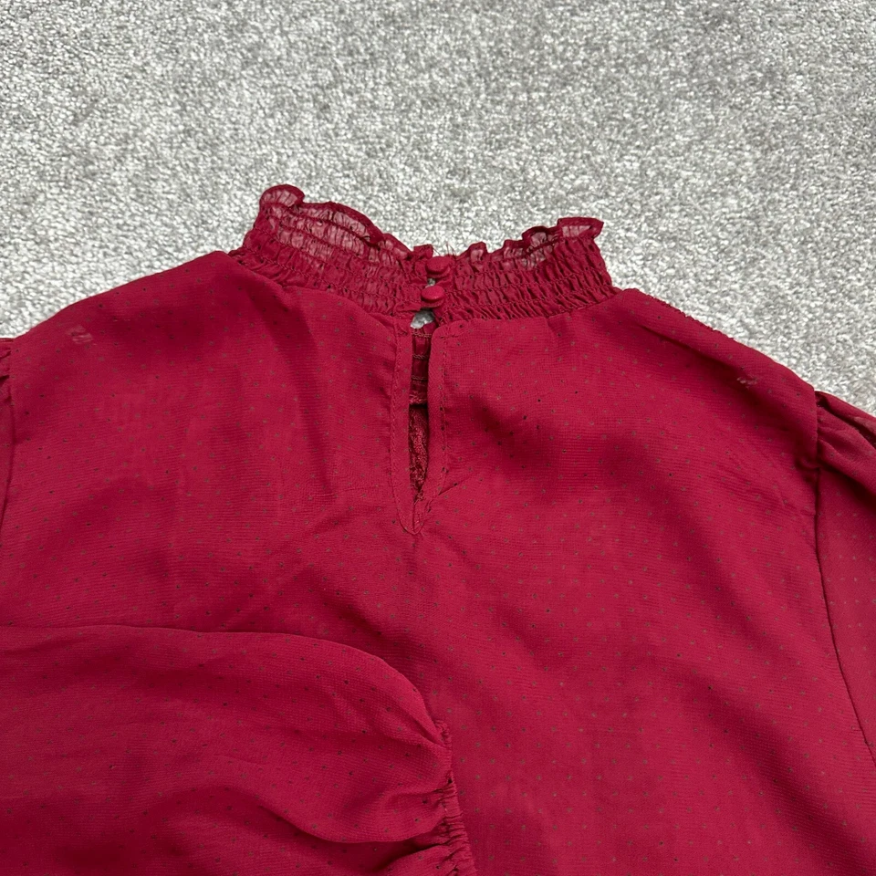 Blusa túnica Aqua By Bloomingdale's para mujer mediana roja cuello falso manga larga Foto 4 de 4