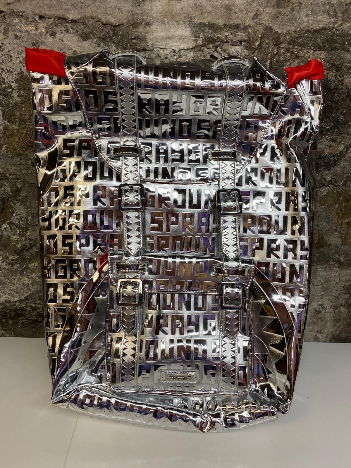 SPRAYGROUND METALLIC BACKPACK INFINITY HILLS SILVER MONTE CARLO LARGE NEW w/TAGS