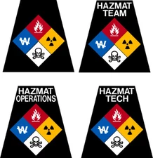 Reflective Black HAZMAT Tetrahedron Fire Helmet Decal You Pick