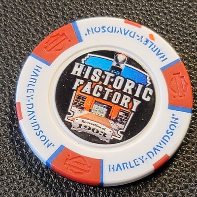 ORLANDO HD HISTORIC FACTORY ~ FLORIDA (Wht/Red/Blu Full Color) Harley Poker Chip