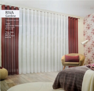 Wellenband-Stores ''Riva'' 3844 bestickt Fb.03 Weiß-Goldfarben 300 hoch Meterware 