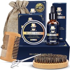 Beard kit w/Beard Oil, Beard Balm, Beard Brush, Beard Comb Unique Gifts for Men