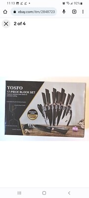 Yosfo 17 Piece Block Knife Set Superior Japan Stainless Steel Blades New In Box