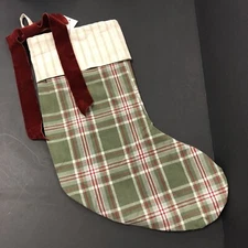 Magnolia Texas Joanna Gaines Winter Splendor GREEN Plaid Christmas Stocking New